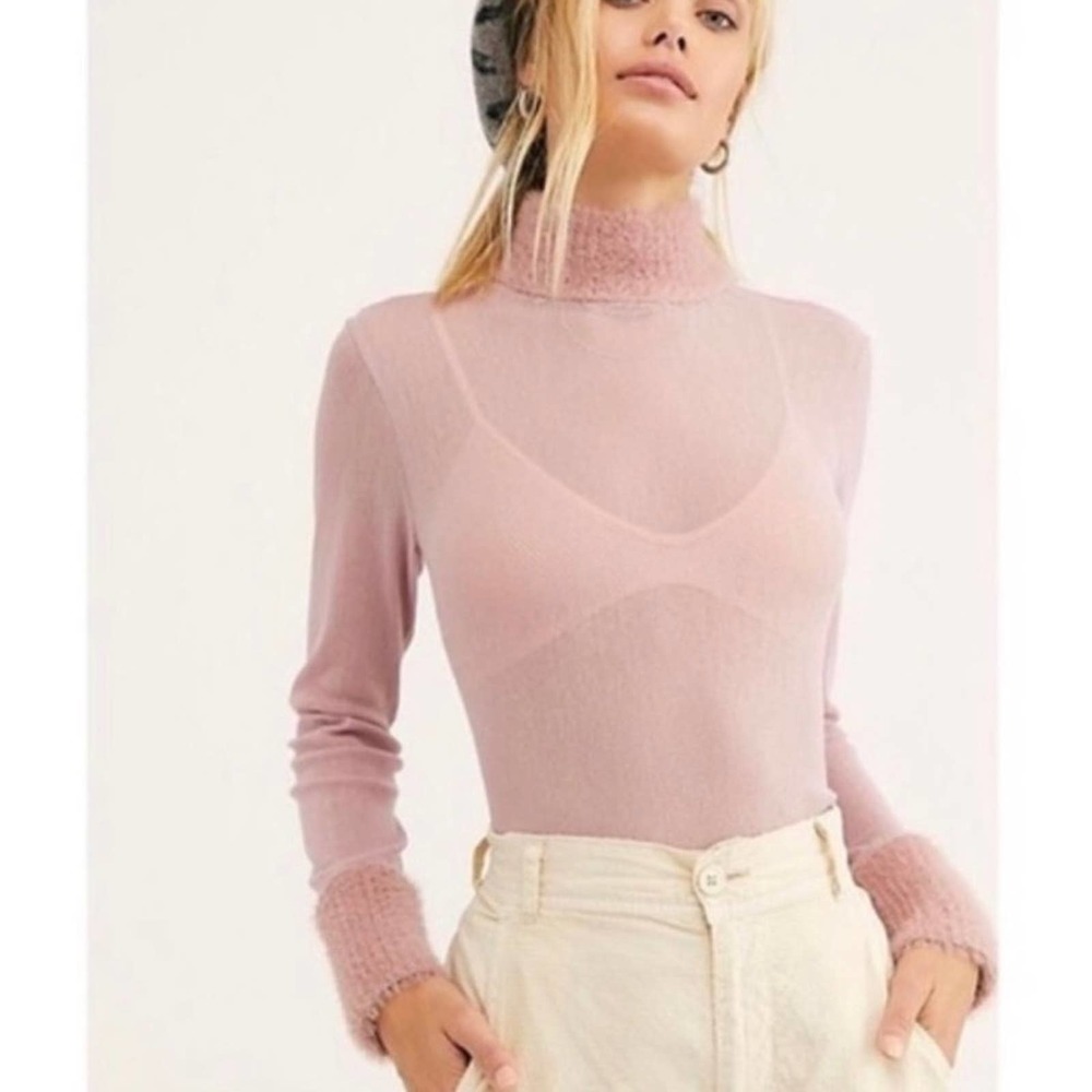 Free People Cozy Up Fur Trimmed Top